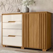 Comoda Mônaco 4 Gavetas com Portas Ripadas Moderna para Quarto Comoda Mônaco 4 Gavetas com Portas Ripadas Moderna para Quarto