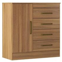 Cômoda Montevideu 4 Gavetas 1 Porta Demobile Cor Amendoa