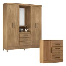 Cômoda Montevidéu e Guarda Roupa Casal Capelinha Pérsia Amêndola Touch - Demóbile Cômoda Montevidéu e Guarda Roupa Casal Capelinha Pérsia Amêndola Touch - Demóbile