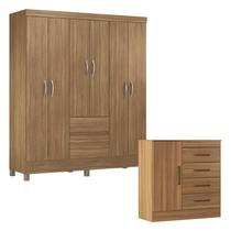 Cômoda Montevidéu e Guarda Roupa Casal Flash 2 Amêndola Touch - Demóbile Cômoda Montevidéu e Guarda Roupa Casal Flash 2 Amêndola Touch - Demóbile