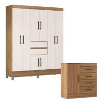 Cômoda Montevidéu E Guarda Roupa Casal Munique Amêndola Off White - Demóbile Cômoda Montevidéu E Guarda Roupa Casal Munique Amêndola Off White - Demóbile