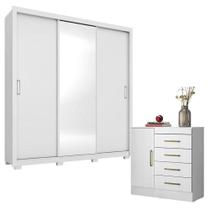 Cômoda Montevidéu E Guarda Roupa Casal Residence Branco Com Pés - Demóbile Cômoda Montevidéu E Guarda Roupa Casal Residence Branco Com Pés - Demóbile