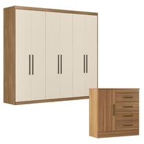 Cômoda Montevideu e Guarda Roupa Casal Venice 62480 Amendola Touch Off White - Demóbile