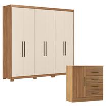 Cômoda Montevideu e Guarda Roupa Casal Venice 62780PE Amendola Touch Off White com Pés - Demóbile Cômoda Montevideu e Guarda Roupa Casal Venice 62780PE Amendola Touch Off White com Pés - Demóbile