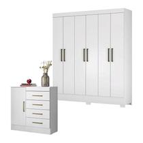 Cômoda Montevidéu e Guarda Roupa Casal Verso Branco - Demóbile Cômoda Montevidéu e Guarda Roupa Casal Verso Branco - Demóbile