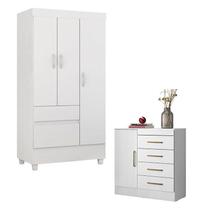 Cômoda Montevidéu e Guarda Roupa Solteiro Wind Branco Flex - Demóbile Cômoda Montevidéu e Guarda Roupa Solteiro Wind Branco Flex - Demóbile