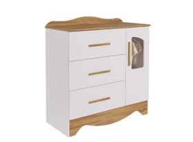 Comoda Moveis Peroba Lisi 03 gavetas 01 porta MDF