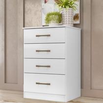 Cômoda Multifuncional 4 Gavetas Para Quarto Casal Ou Solteiro Ideal Para Organização Do Seu Espaço Branco
