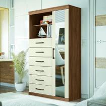 Cômoda Multiuso 1 Porta E 6 Gavetas Com Espelho Marabá Santos Andirá Jatoba/areia Cômoda Multiuso 1 Porta E 6 Gavetas Com Espelho Marabá Santos Andirá Jatoba/areia