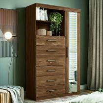 Cômoda Multiuso 1 Porta E 6 Gavetas Com Espelho Marabá Santos Andirá Jatoba