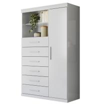Cômoda Multiuso 6 Gavetas 1 Porta com Prateleiras Atena