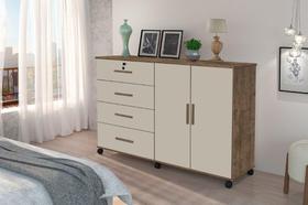 Cômoda / Multiuso BR Com Rodízios Cor Canela / Off White