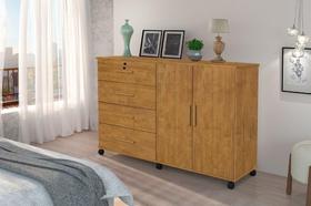 Cômoda / Multiuso BR Com Rodízios Cor Ipê