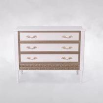 Cômoda Munique 3 Gavetas com Moldura e Pés Torneados - Tommy Design