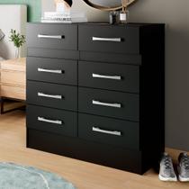 Cômoda Naara 8 Gavetas Preto - Pnr Móveis