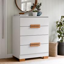 Cômoda Napoli 4 Gavetas MDF Moderna para Quarto 66cm Compacta Organizador com Puxadores Amadeirados Design Contemporâneo para Casal Solteiro Infantil