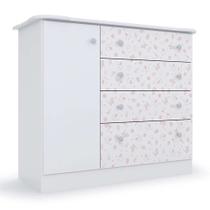 Cômoda New Baby 1 PT 4 GV Branca e Rosa Cômoda New Baby 1 PT 4 GV Branca e Rosa