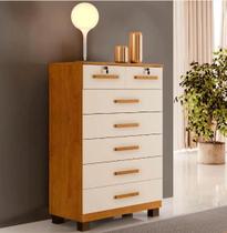 Cômoda New Barcelona 7 Gavetas Benetil Móveis - Cinamomo/Off Cômoda New Barcelona 7 Gavetas Benetil Móveis - Cinamomo/Off