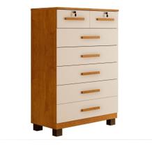 Cômoda New Barcelona 7 Gavetas Com Chave Cinamomo Off White Cômoda New Barcelona 7 Gavetas Com Chave Cinamomo Off White