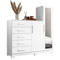 Cômoda New Master com Espelho, 2 Portas e 5 Gavetas - Móveis Albatroz Cômoda New Master com Espelho, 2 Portas e 5 Gavetas - Móveis Albatroz