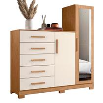 Comoda New Master Quarto Com 5 Gavetas 2 Portas e Espelho Comoda New Master Quarto Com 5 Gavetas 2 Portas e Espelho