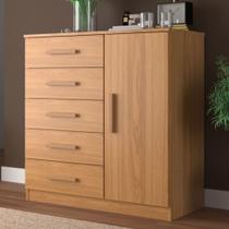 Cômoda New Monaco 1 Porta 5 Gavetas Cinamomo - Evidencia Móveis