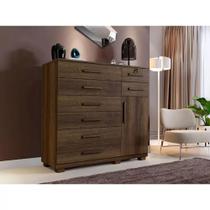 Cômoda New Vitoria com 1 Porta e 8 Gavetas Benetil - Imbuia