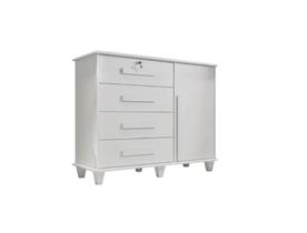 Cômoda/ Organizador/Multiuso GR Modelo Retrô Com Pés em madeira 4 Gavetas Com Corrediças Telescópicas Cor Branco