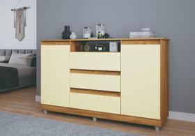 Cômoda Organizadora 3 Gavetas 2 Portas Mel com Perola - Rede Móveis