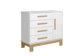 Cômoda Organizadora Slim Para Quarto Infantil Com 4 Gavetas e Sapateira