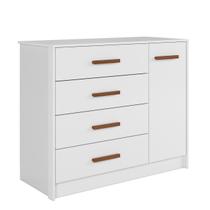 Cômoda P/ Roupas Quarto infantil Bebê 4 Gavetas 1 Porta Pérola