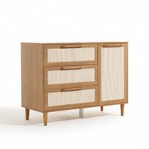 Cômoda Paglia com Porta 4 gavetas e Prateleira interna Nogueira