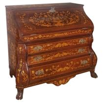 Cômoda Papeleira Holandesa Maciça Marchetaria Luxo Cômoda Papeleira Holandesa Maciça Marchetaria Luxo