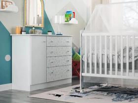 Cômoda Para Bebê Espaçosa Com 04 Gavetas E 01 Porta Para Quarto Infantil Baby Luxo Icp
