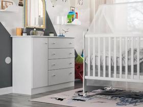 Cômoda Para Bebê Espaçosa Com 04 Gavetas E 01 Porta Para Quarto Infantil Baby Luxo Icp - Batrol