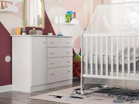 Cômoda Para Bebê Espaçosa Com 04 Gavetas E 01 Porta Para Quarto Infantil Baby Luxo Icp - Batrol
