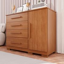 Cômoda para Quarto 1 Portas 4 Gavetas Pérola Expresso Móveis Marrom/Cinamomo
