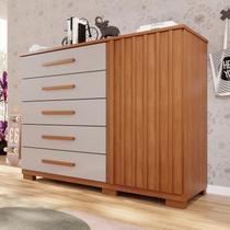 Cômoda para Quarto 1 Portas 5 Gavetas Jaspe Expresso Móveis Marrom/Cinamomo/Off White
