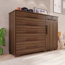 Cômoda para Quarto 1 Portas 6 Gavetas Jade Expresso Móveis Imbuia