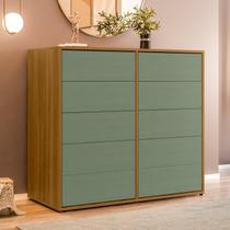 Cômoda para Quarto 10 Gavetas Melinda Marrom/Freijó/Verde