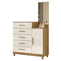 Cômoda Para Quarto 104cm Com Espelho Kyra Freijó/Off Z17 - Mpozenato