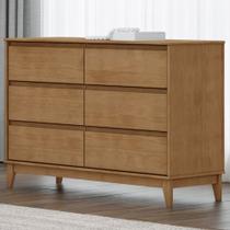 Cômoda Para Quarto 125cm 6 Gavetas Pé Madeira Solvi Freijó F07 - Mpozenato