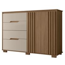 Cômoda Para Quarto 147cm Com 4 Gavetas Rusk Carvalho/Fendi Z17 - Mpozenato Cômoda Para Quarto 147cm Com 4 Gavetas Rusk Carvalho/Fendi Z17 - Mpozenato