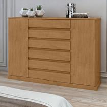Cômoda para Quarto 2 Portas 7 Gavetas com Chave Vedra 172cm Marrom Amêndoa Clean Cômoda para Quarto 2 Portas 7 Gavetas com Chave Vedra 172cm Marrom Amêndoa Clean