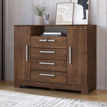 Cômoda para Quarto 2 Portas e 4 Gavetas com Chave 120,5cm com Pés Floripa Cômoda para Quarto 2 Portas e 4 Gavetas com Chave 120,5cm com Pés Floripa