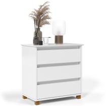 Cômoda para Quarto 3 Gavetas 68cm EJ Branco - EJ Móveis