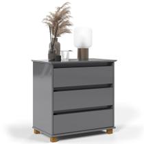 Cômoda para Quarto 3 Gavetas 68cm EJ Cinza - EJ Móveis