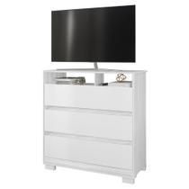 Cômoda para Quarto 3 Gavetas 90cm Califórnia Carvalho Branco/Branco - Incorplac