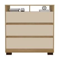 Cômoda Para Quarto 3 Gavetas 90cm Califórnia Carvalho Off White Incorplac