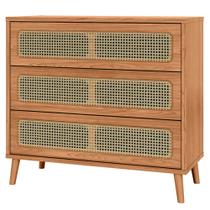 Cômoda Para Quarto 3 Gavetas Com Palha 105cm Pés Retrô Arnoni D03 Freijó - Lyam Decor